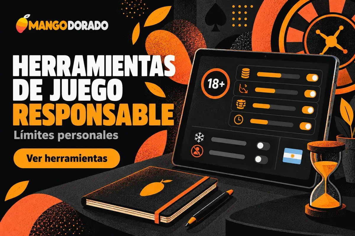 Tableta con límites de juego, pausas y opciones de autoexclusión.