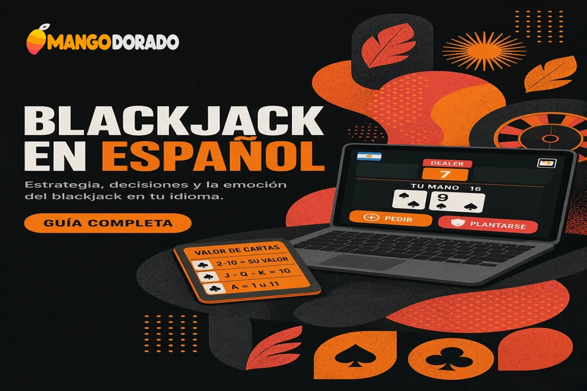 Laptop con mano de blackjack y opciones de juego.