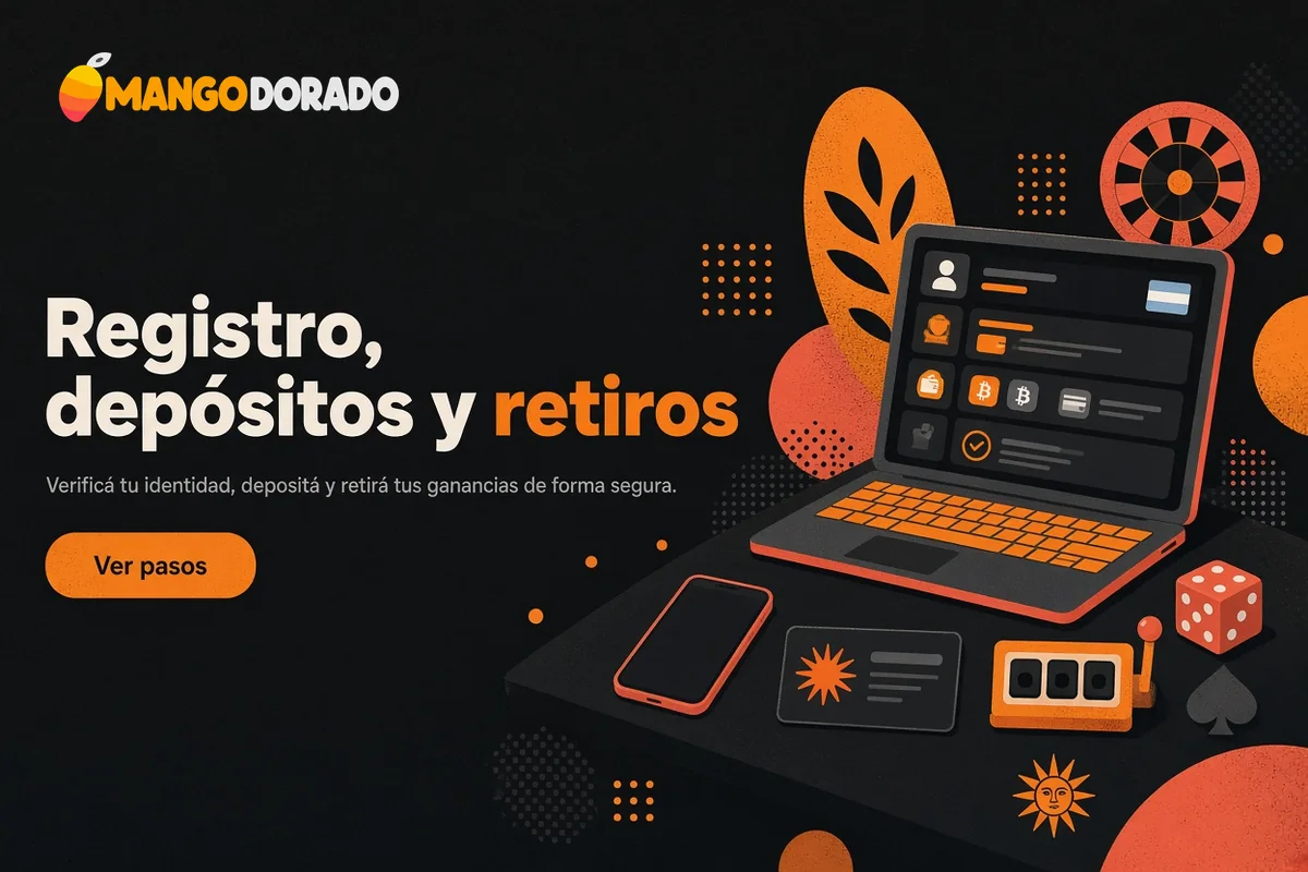 Pantalla con registro, verificación, métodos de depósito y retiros.