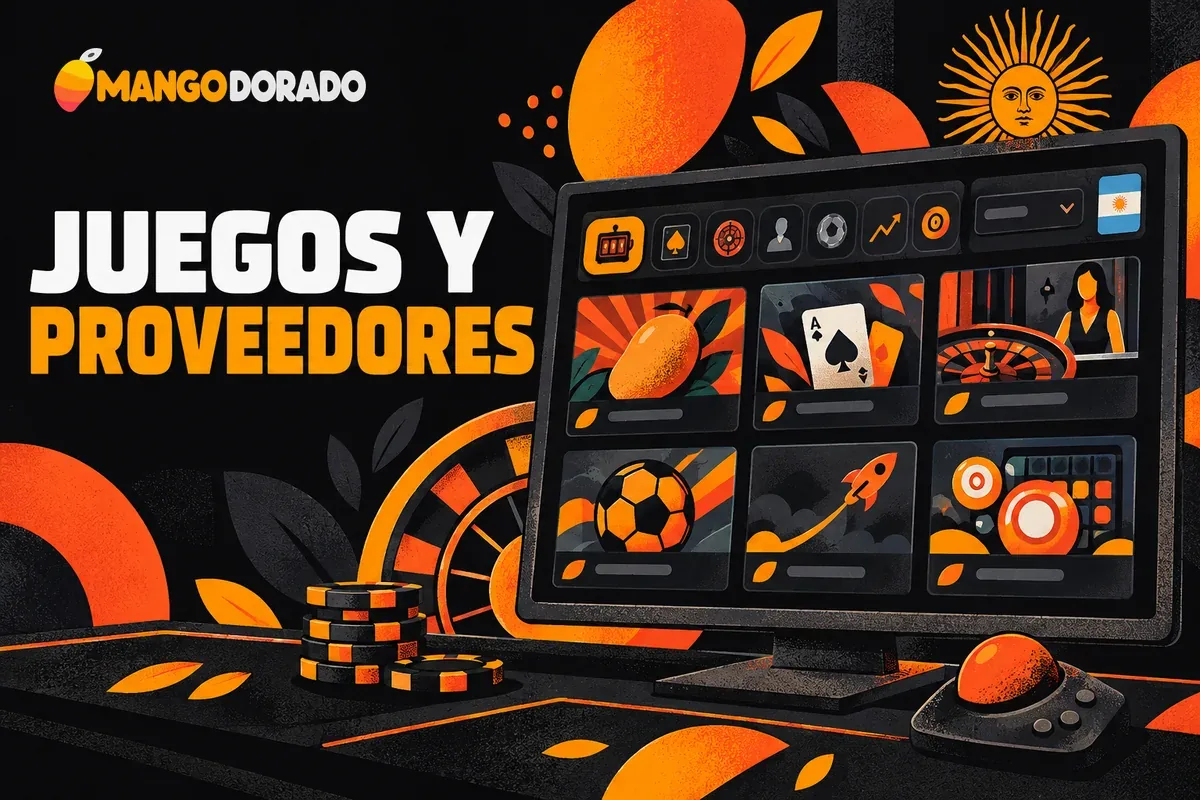 Monitor con catálogo de juegos, categorías y filtro de proveedores.