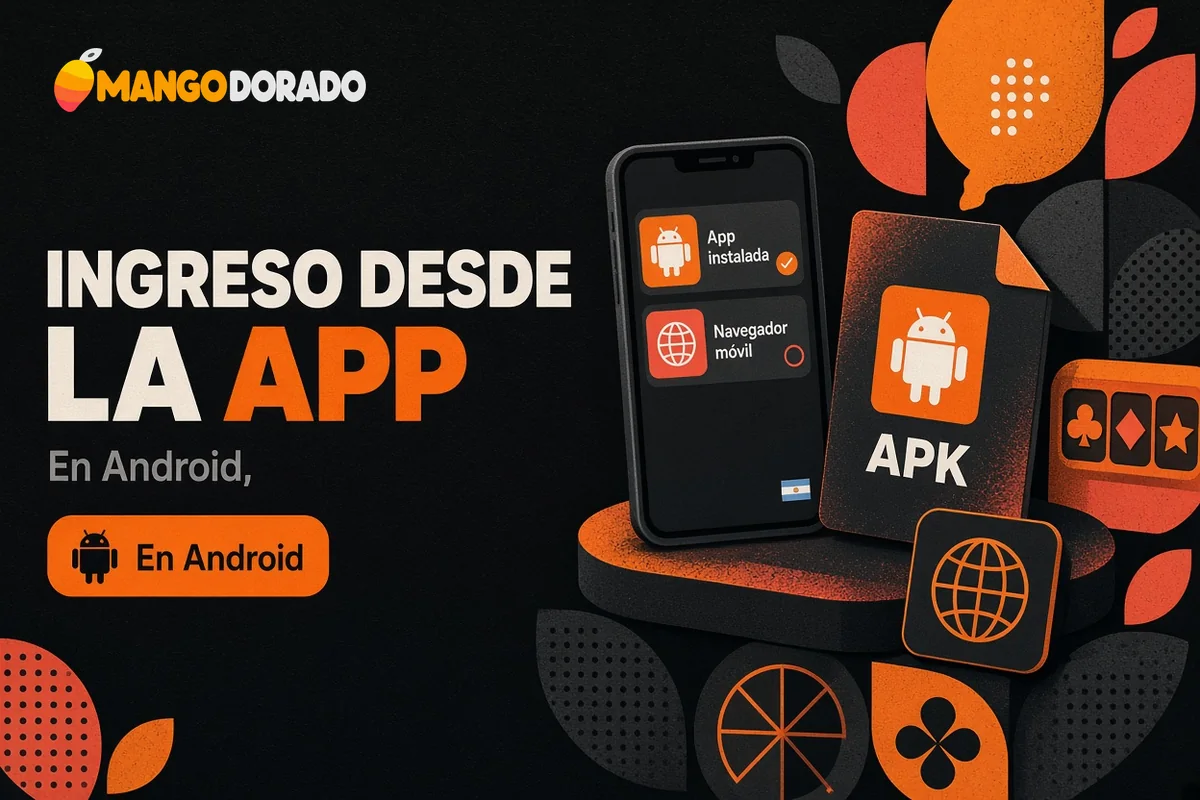 Teléfono Android con opciones de acceso por aplicación y navegador.